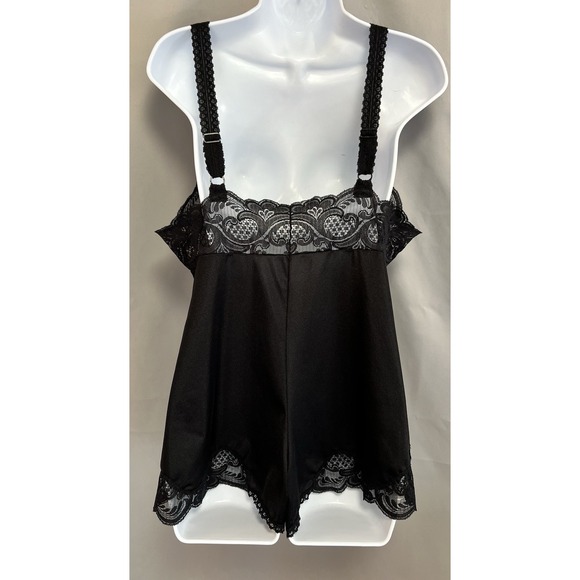 Vintage Ilusion Bodysuit Sleepwear Sz Medium Black Y2K Lace Women's - Picture 3 of 13